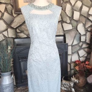 Eliza J size 6 seafood lace overlay dress